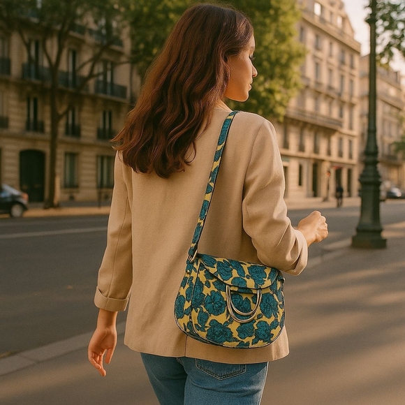 Foley + Corinna Handbags - Foley + Corinna Kayla Lemon & Teal Floral Print  Vegan Foldover Tote Bag